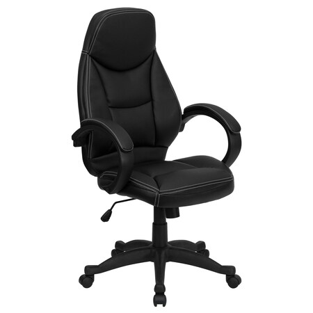 Flash Furniture Contemporary Chair High Back Exec Swivel Chair w/Arms, Blk, Fixed Arms, 19" to 22-3/4" Height, Black H-HLC-0005-HIGH-1B-GG